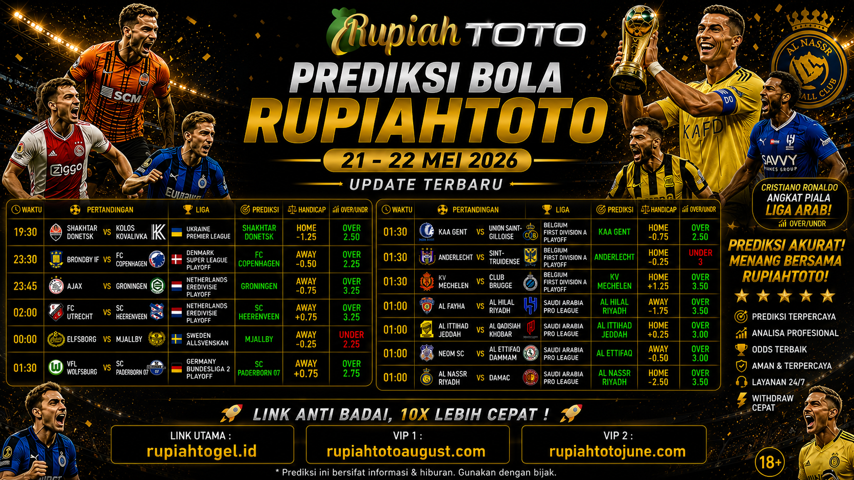 PREDIKSI BOLA RUPIAHTOTO 22-23 MEI 2026 | INTIP TIM UNGGULAN AKHIR PEKAN INI !!