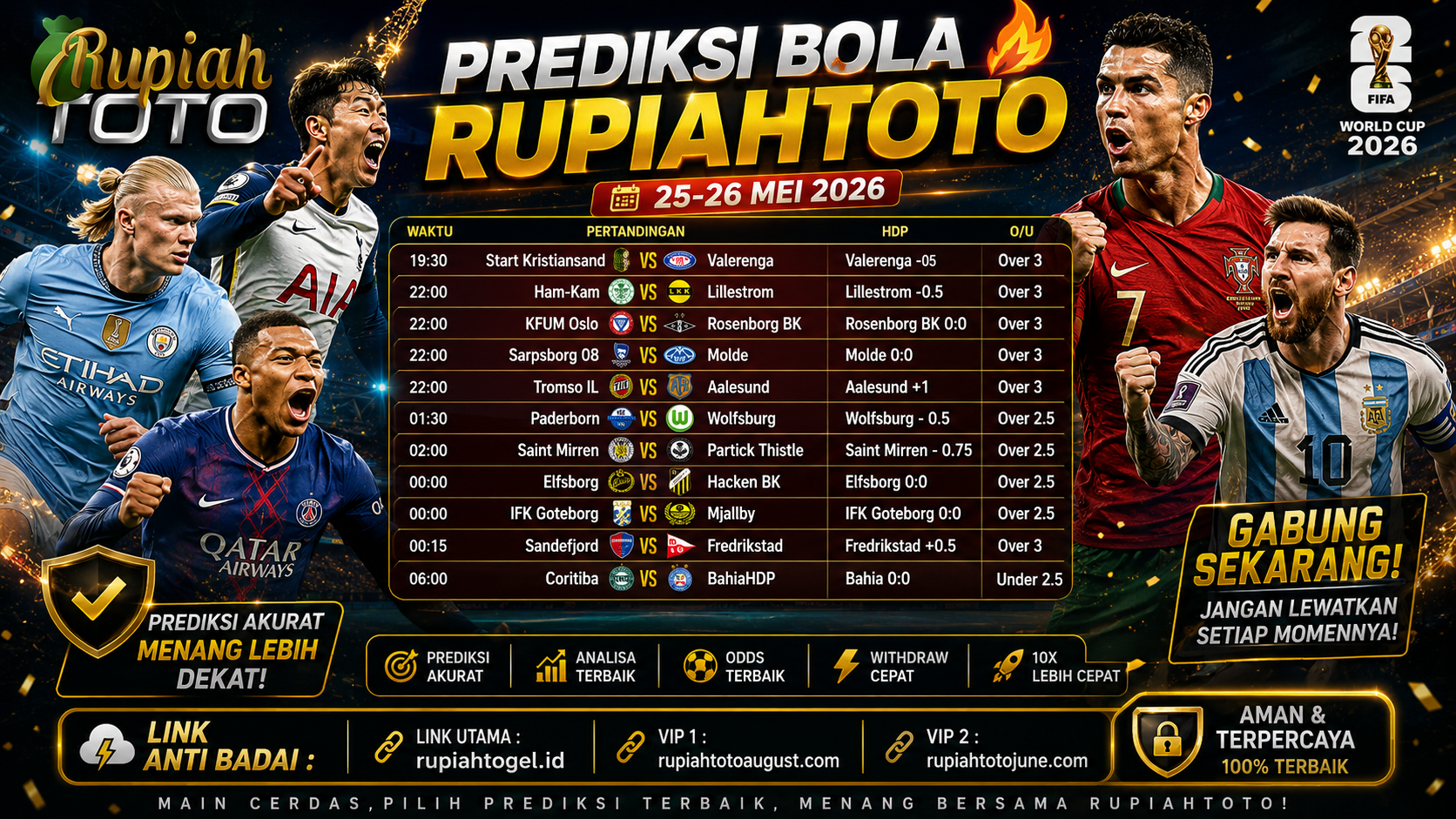 PREDIKSI BOLA RUPIAHTOTO (25 - 26 MEI)