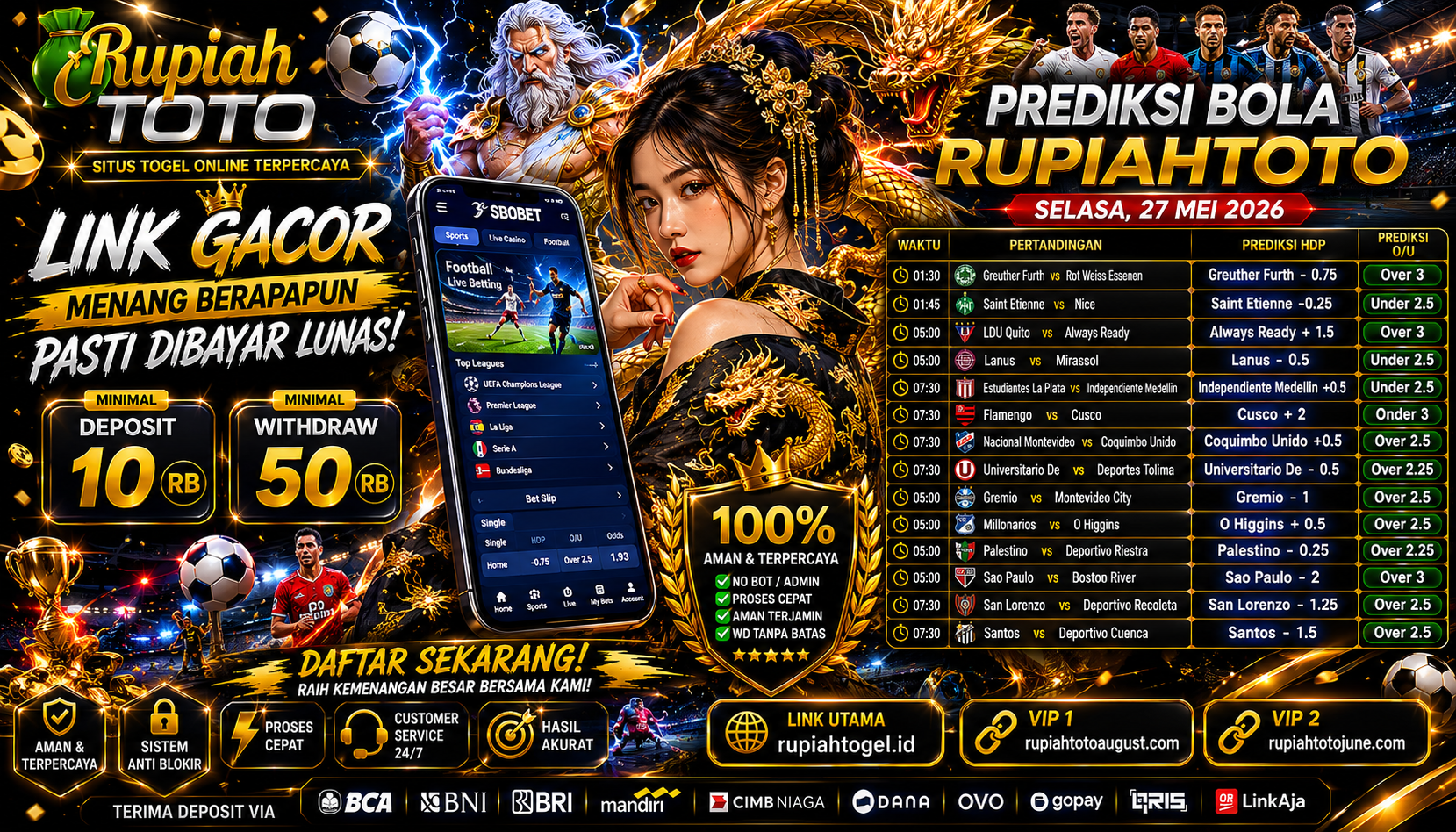 PREDIKSI BOLA RUPIAHTOTO - 27 MEI MENYAMBUT IDUL ADHA DENGAN KEMENANGAN!
