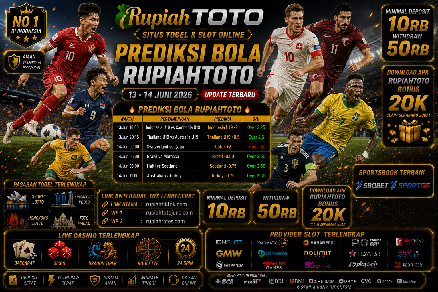 JADWAL PREDIKSI SEPAK BOLA (13–14 JUNI 2026)