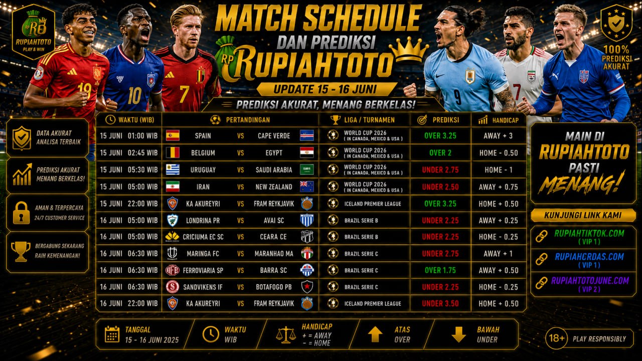 PREDIKSI BOLA RUPIAHTOTO! (15 - 16 JUNI)