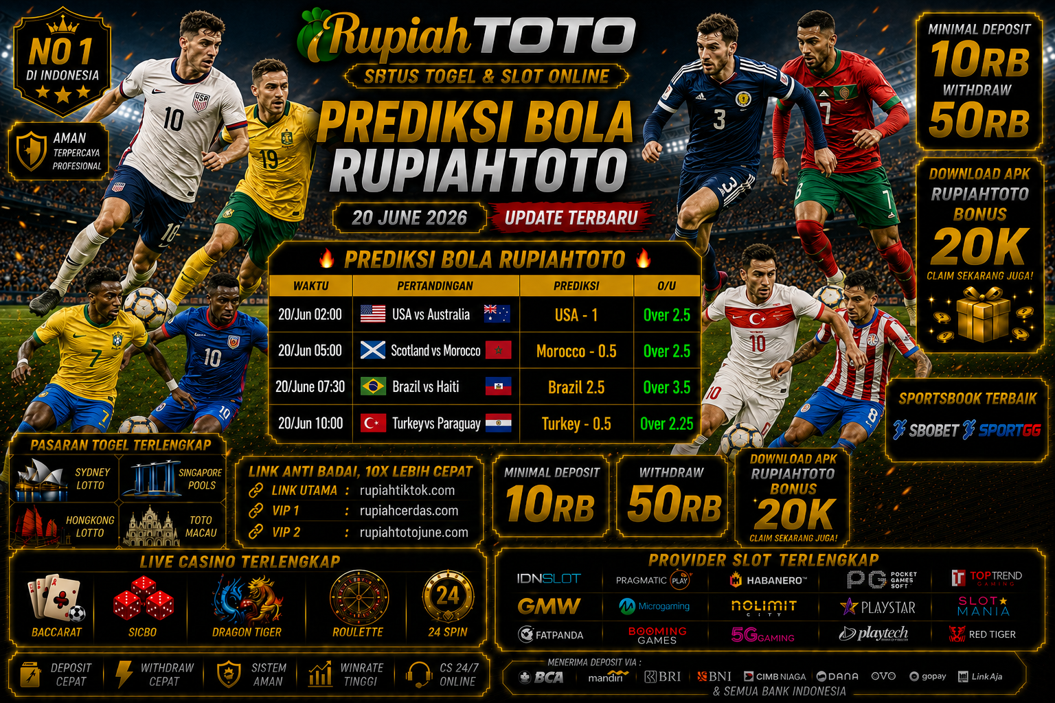 PREDIKSI BOLA RUPIAHTOTO! (20 JUNI)